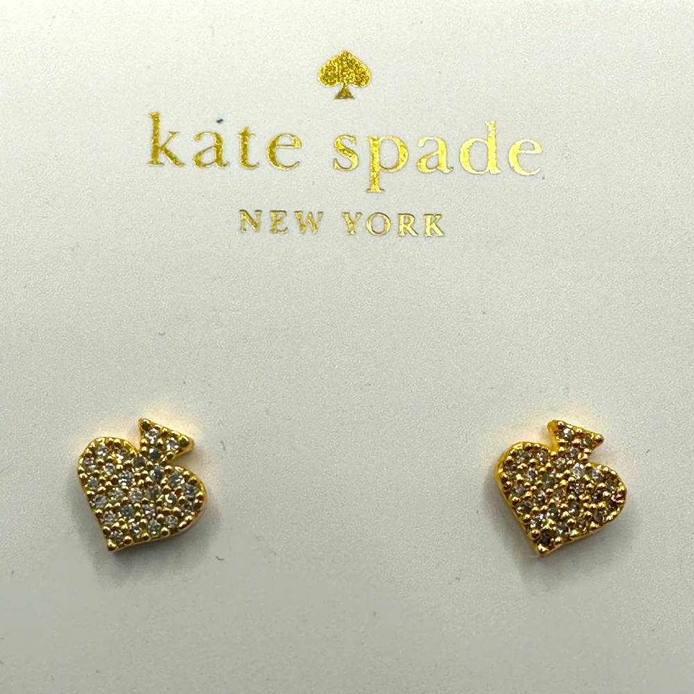 kate spade ♠️ Gold Crystal Spade Stud Earrings